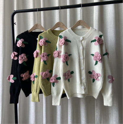 Damen Strickjacke Floralmuster Eveloria