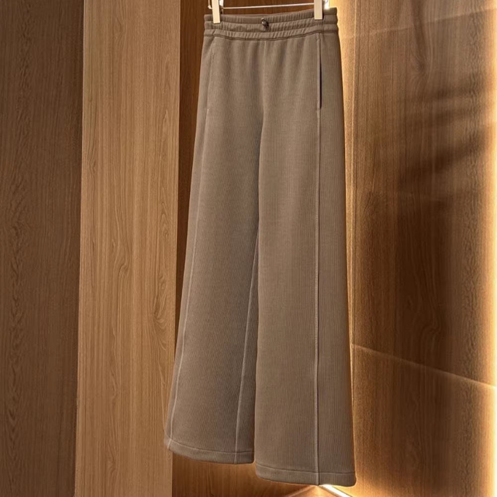 Damen Loungehose Elastisch Weit Bequem Schwarz - Eveloria
