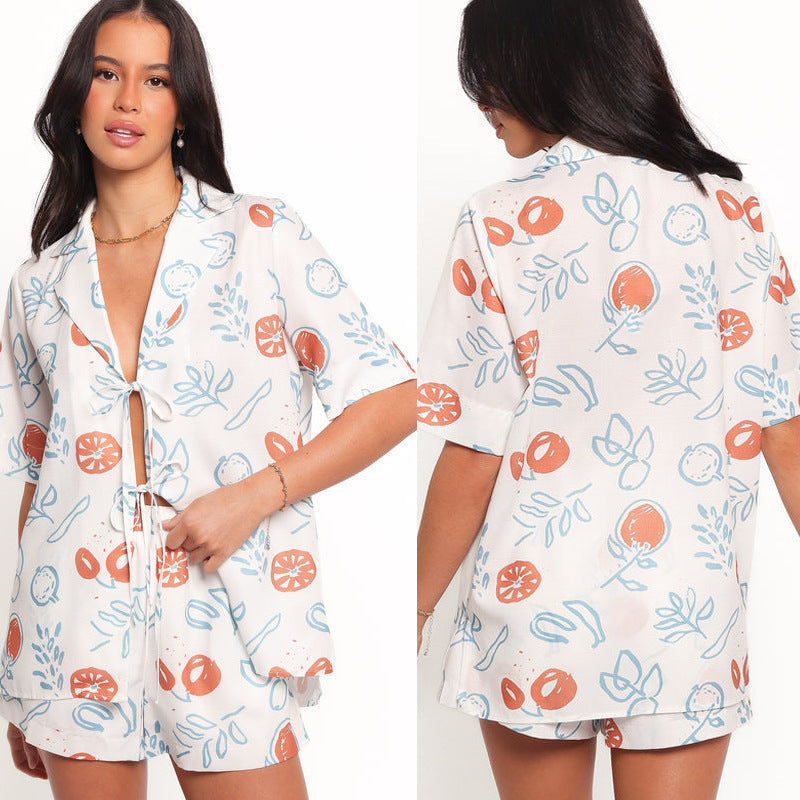 Damen Set Kurze Bluse Shorts Fruchtig Eveloria - Eveloria