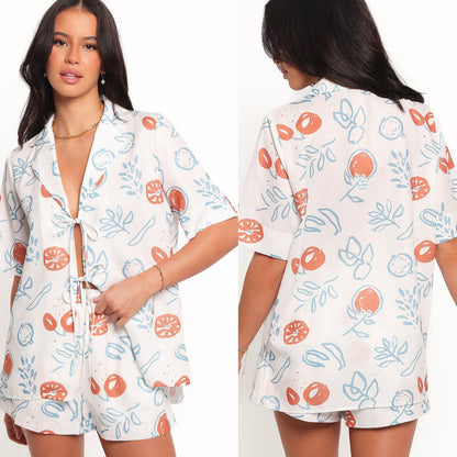Damen Set Kurze Bluse Shorts Fruchtig Eveloria - Eveloria