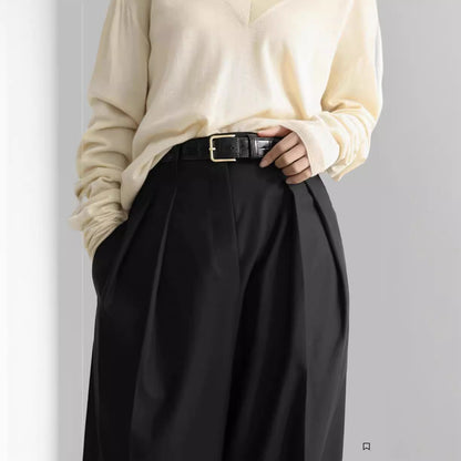 Damen Anzughose Weit Elegant Hochtailliert Eveloria
