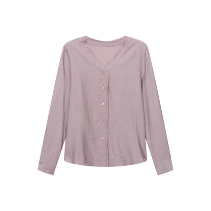 Damen Bluse mit Knöpfen V-Ausschnitt Modern Eveloria