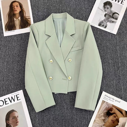 Damen Blazer Kurz Dekorative Knöpfe Eveloria
