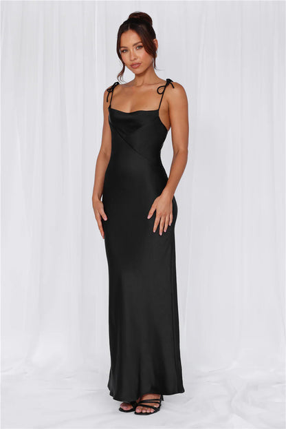 Damen Abendkleid Lang Spaghettiträger Elegantes Design