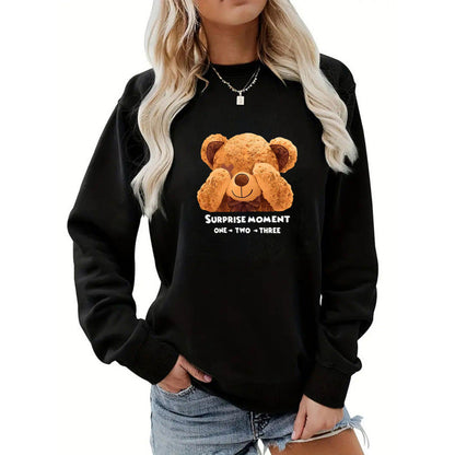 Damen Pullover Bärenmotiv Süß Eveloria