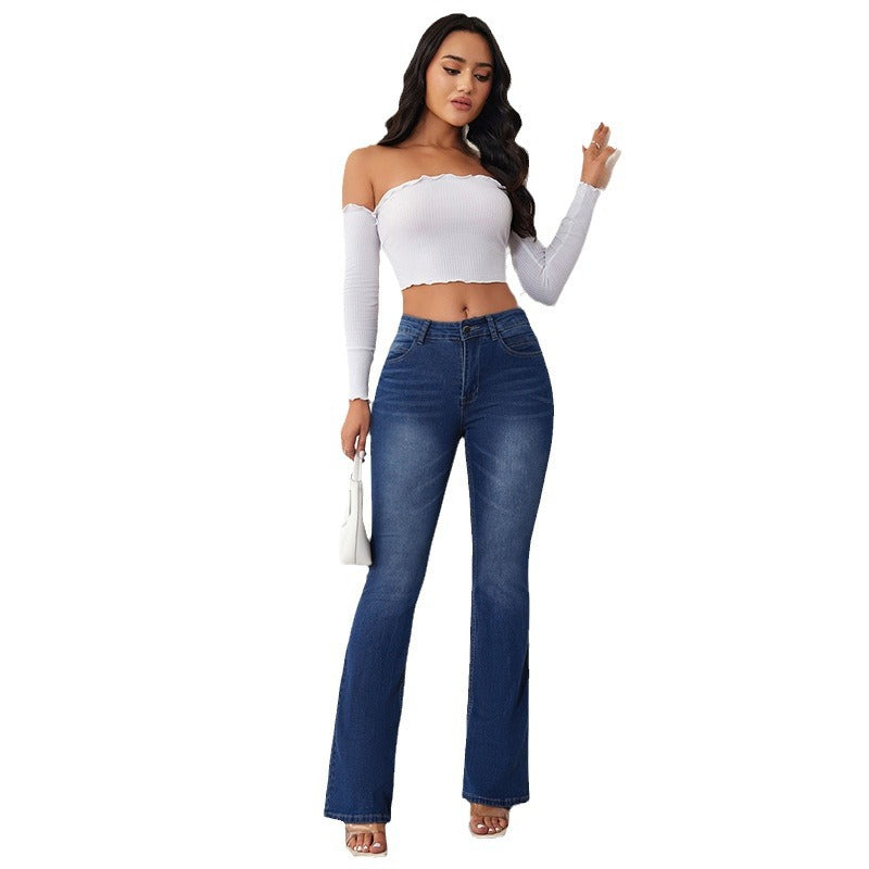 Damen Hochtaillierte Bootcut Jeans Eveloria