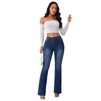 Damen Hochtaillierte Bootcut Jeans Eveloria