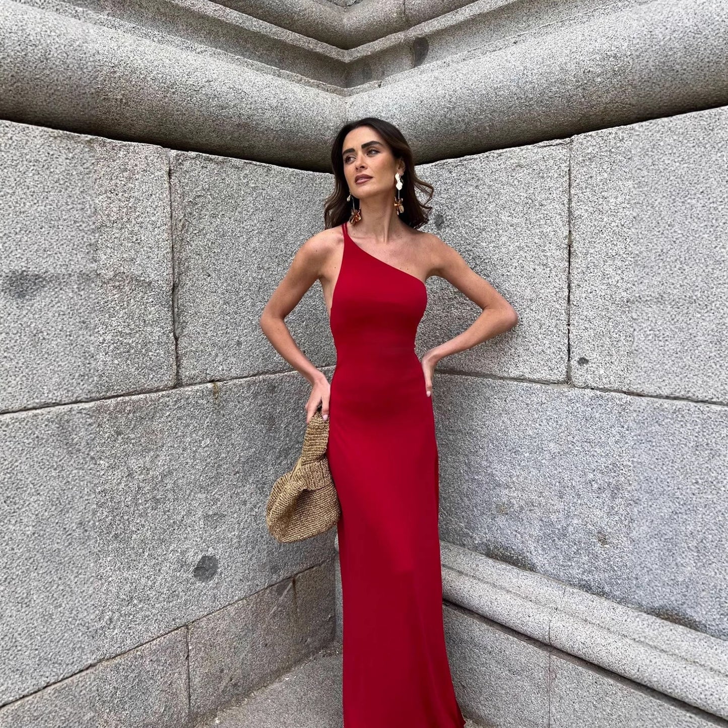 Damen Abendkleid Asymmetrisch Schlitz Elegant Eveloria