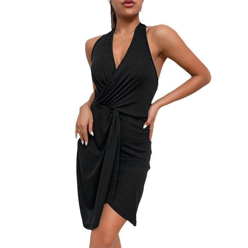 Damen Wickelkleid V-Ausschnitt Raffiniertes Knötchen-Detail Eveloria