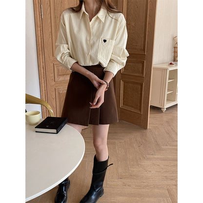 Damen Bluse Lässig Herzdetail