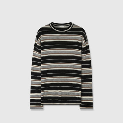 Damen Langarmshirt Streifenmuster Eveloria Baumwolle Weiß