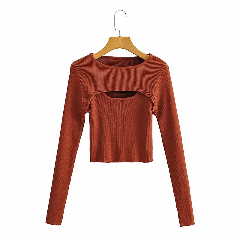 Damen Langarm Crop- Cut-Out-Design Eveloria