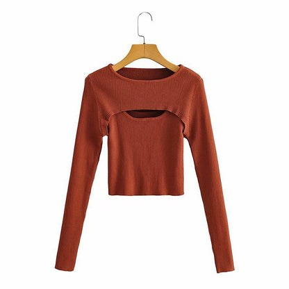 Damen Langarm Crop- Cut-Out-Design Eveloria