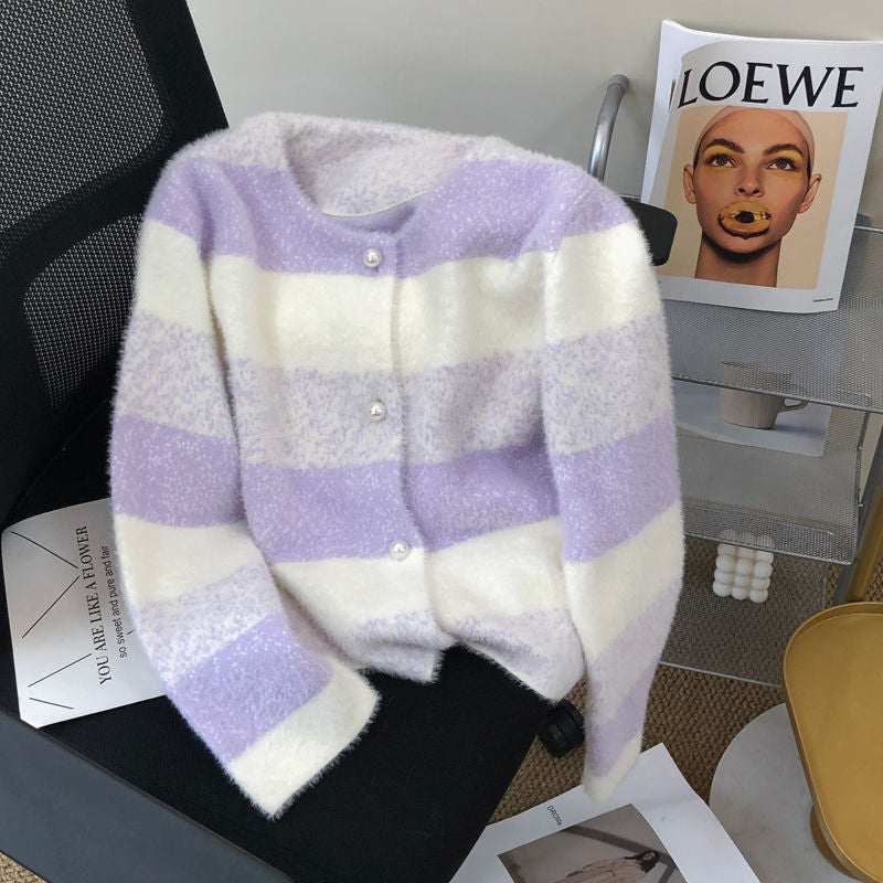 Damen Strickjacke Kuschelig Perlknöpfe Eveloria