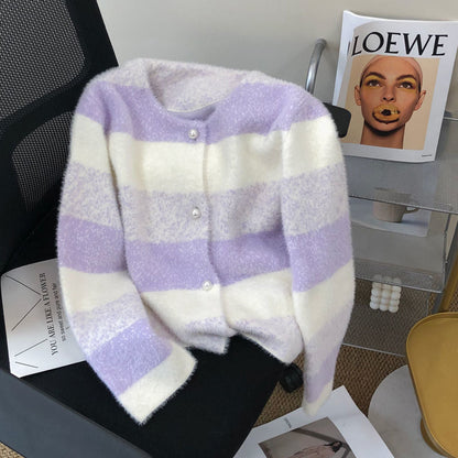 Damen Strickjacke Kuschelig Perlknöpfe Eveloria