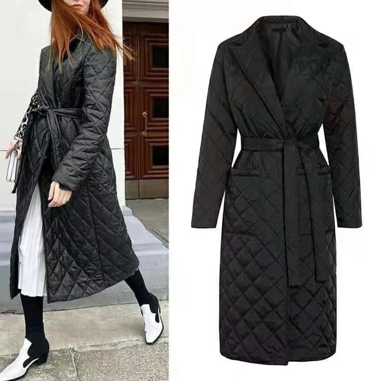 Damen Wintermantel Gesteppt Elegant Gürtel Eveloria
