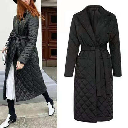 Damen Wintermantel Gesteppt Elegant Gürtel Eveloria