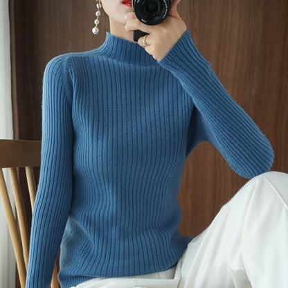 Damen Rollkragenpullover Eveloria Elegantes Merino-Woll-Mischgewebe