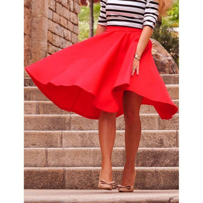Damen Midi-Rock Elegant Schwingender Saum Eveloria