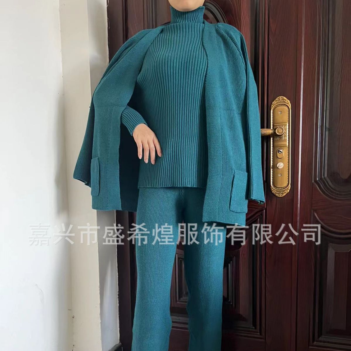 Damen Strickensemble Weit Schnitt Luxusmaterial