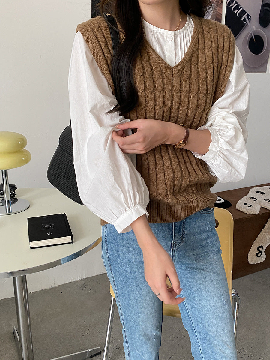 Damen Strickpullover Ohne Ärmel Eveloria