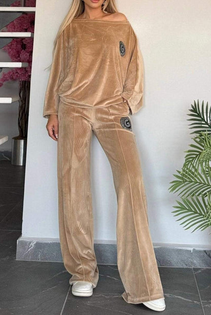 Damen Velvet Loungewear-Set Weich Eveloria