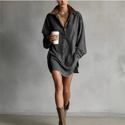 Damen Hemdblusenkleid mit Kragen und modernem Schnitt Eveloria