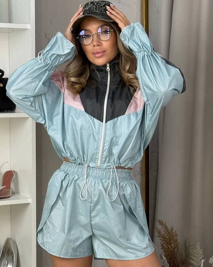 Damen Sportanzug Elastisch Mit Kontrastdetails