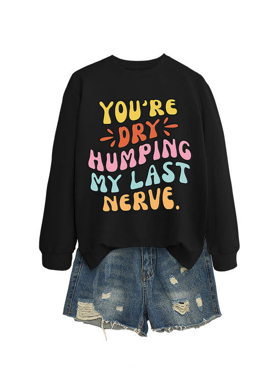 Damen Sweatshirt Lässiger Schnitt Comic-Slogan Grau Eveloria