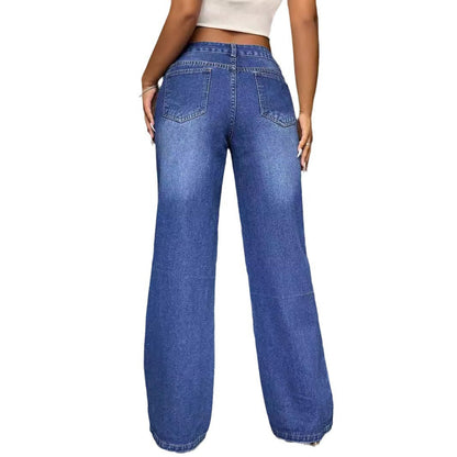 Damen Weite Jeanshose Lässiger Streetstyle