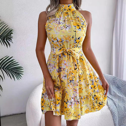 Damen Halterkleid Blumendesign Verspielter Rock Eveloria