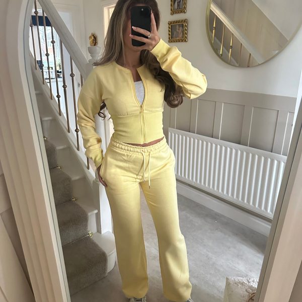 Damen Cropped Hoodie Jogginghose Set Elastischer Bund Eveloria