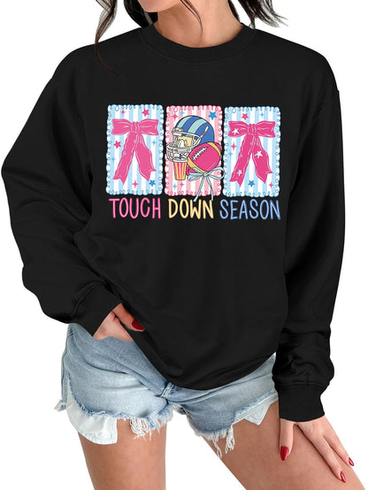 Damen Sweatshirt Football Motiv Lässig Grau Eveloria