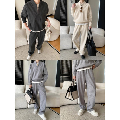 Damen Freizeitanzug Kapuzenpullover Weite Hose Grau Eveloria