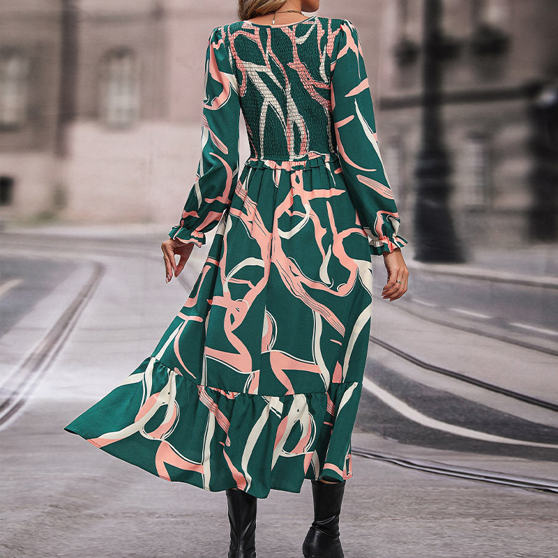 Damen Maxikleid V-Ausschnitt Fließschnitt Eveloria