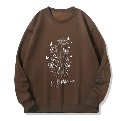 Damen Sweatshirt Floralmuster Kuscheliges Innenfutter