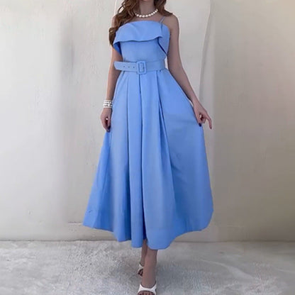 Damen Maxikleid Träger Tailliert Eveloria