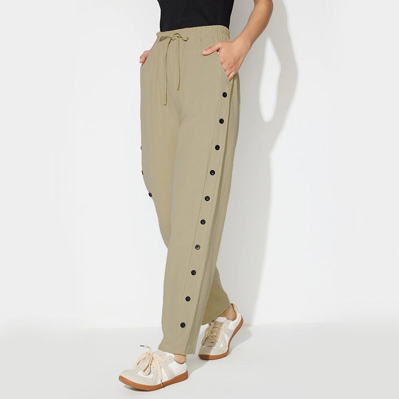 Damen Joggpants Dekorative Knöpfe Eveloria