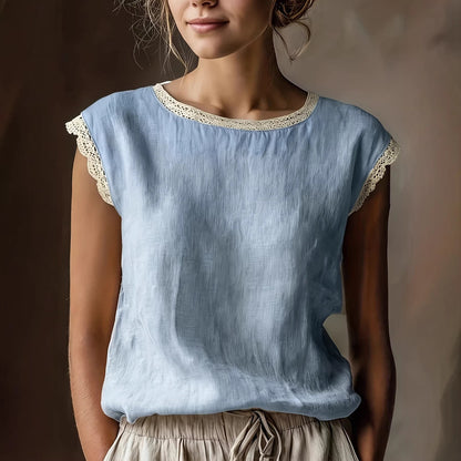 Damen Bluse Spitze Lässig Weiß