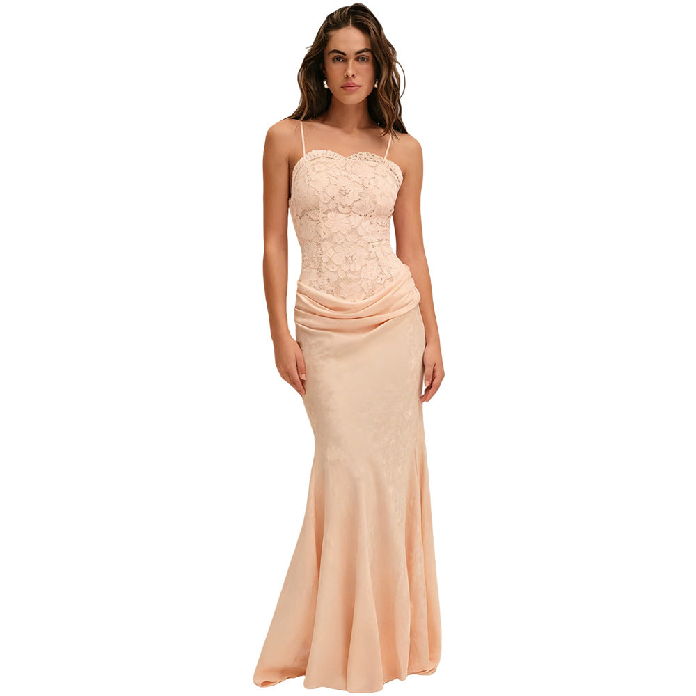 Damen Abendkleid Korsett-Design mit Schößchen Langer Saum