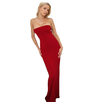 Damen Maxikleid Tailliert Kniehoher Schlitz Elegantes Design