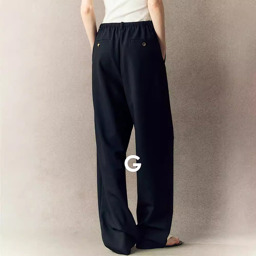 Damen Chino-Hose Weit Komfortabel Verstellbarer Bund Beige Eveloria