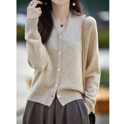 Damen Cardigan Knopfverschluss Luxusmaterial Eveloria