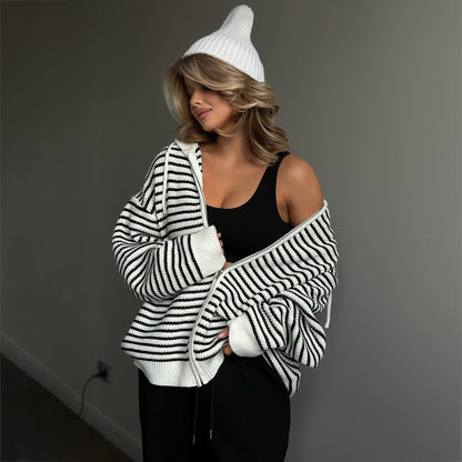 Damen Strickjacke Gestreift Eveloria