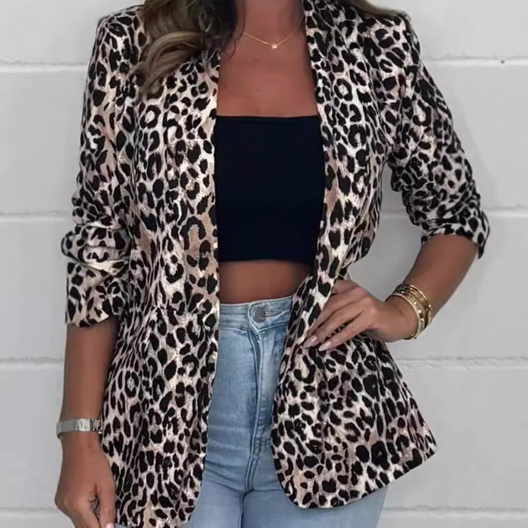 Damen Leoprint Blazer Tailliert Eveloria