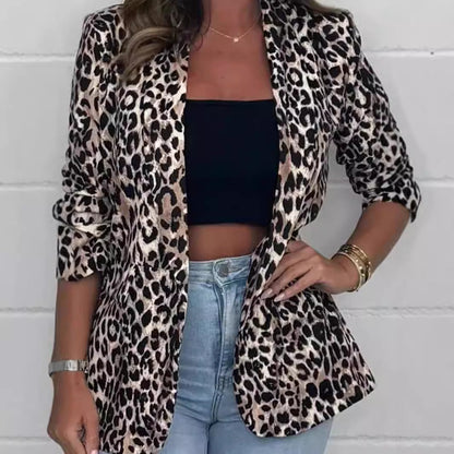 Damen Leoprint Blazer Tailliert Eveloria