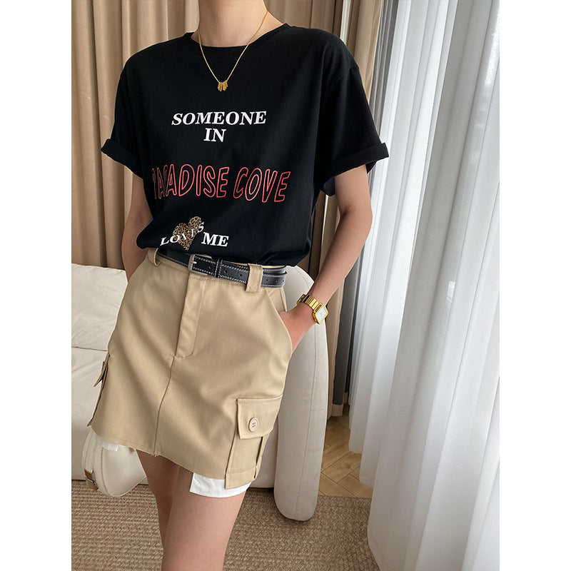 Damen T-Shirt mit Schriftzug Bequem Größe Verfügbar Eveloria ist - Eveloria