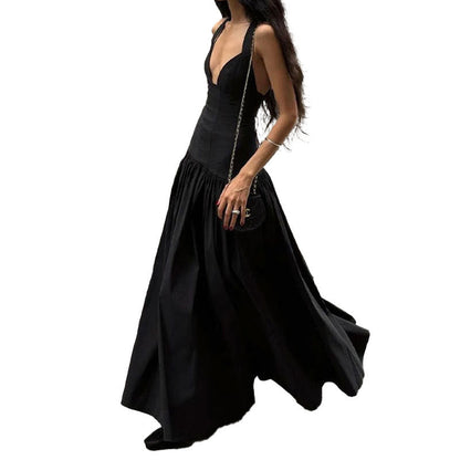 Damen Abendkleid V-Ausschnitt Aufwendiger Rock Eveloria