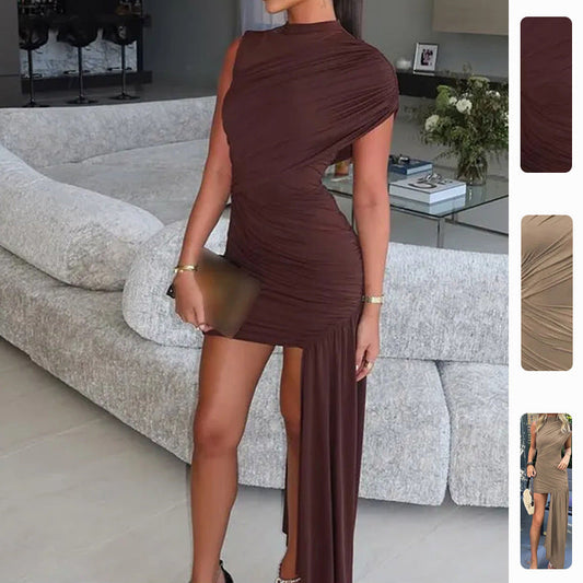 Damen Asymmetrisches Cocktailkleid mit Drapierung Eveloria - Eveloria