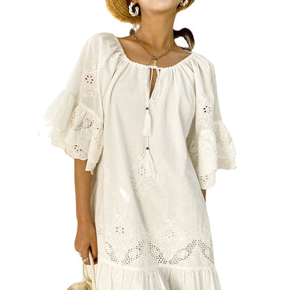 Damen Sommerkleid Spitzenverzierungen Luftig Eveloria